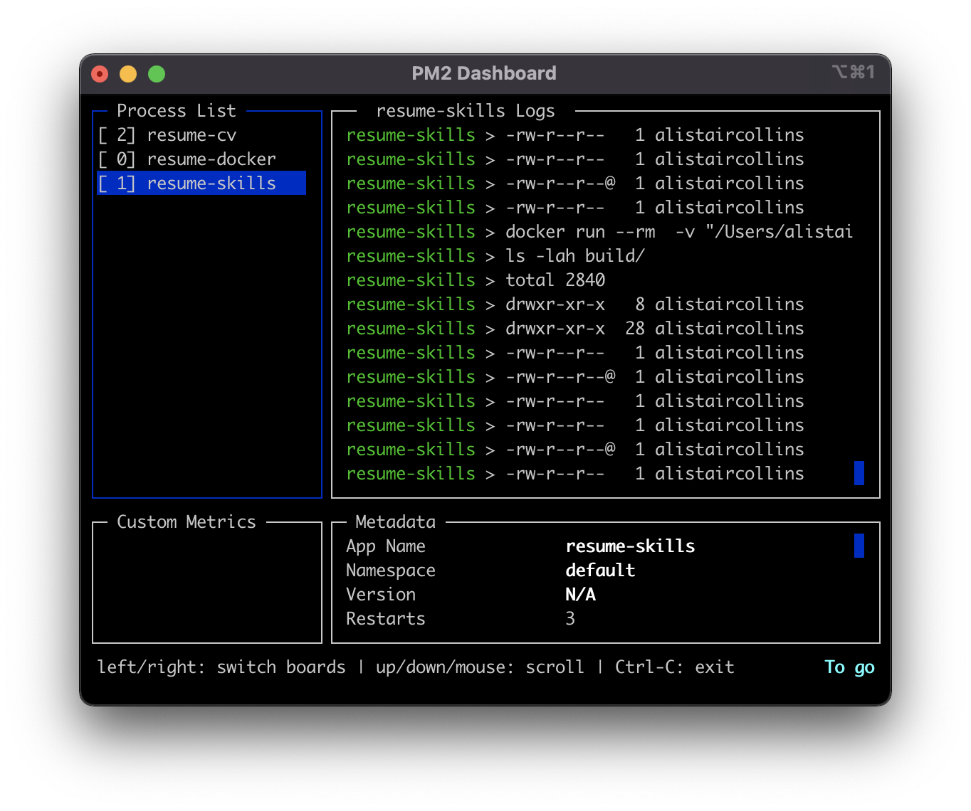 PM2 Dashboard