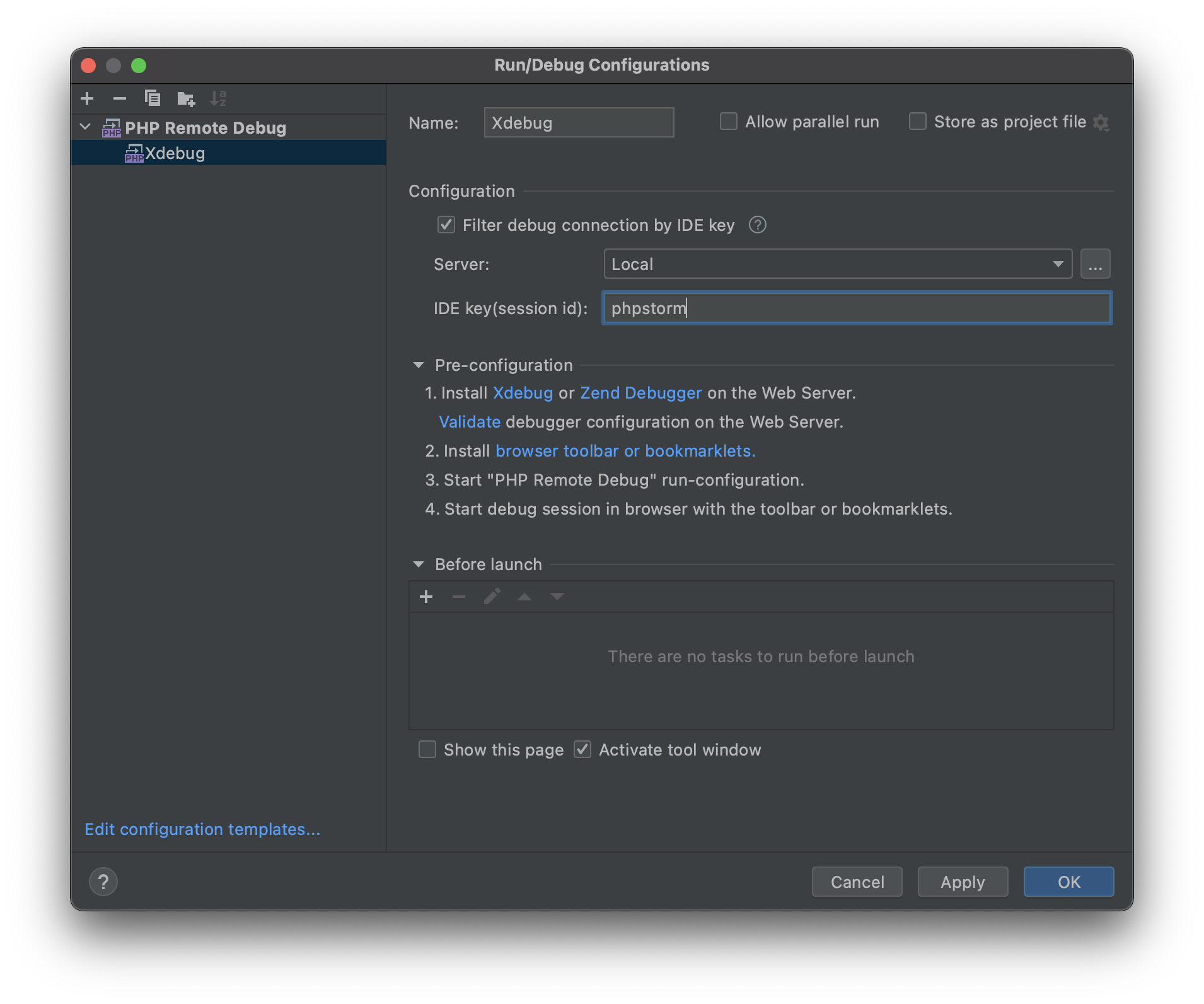 PHPStorm: Added configuration