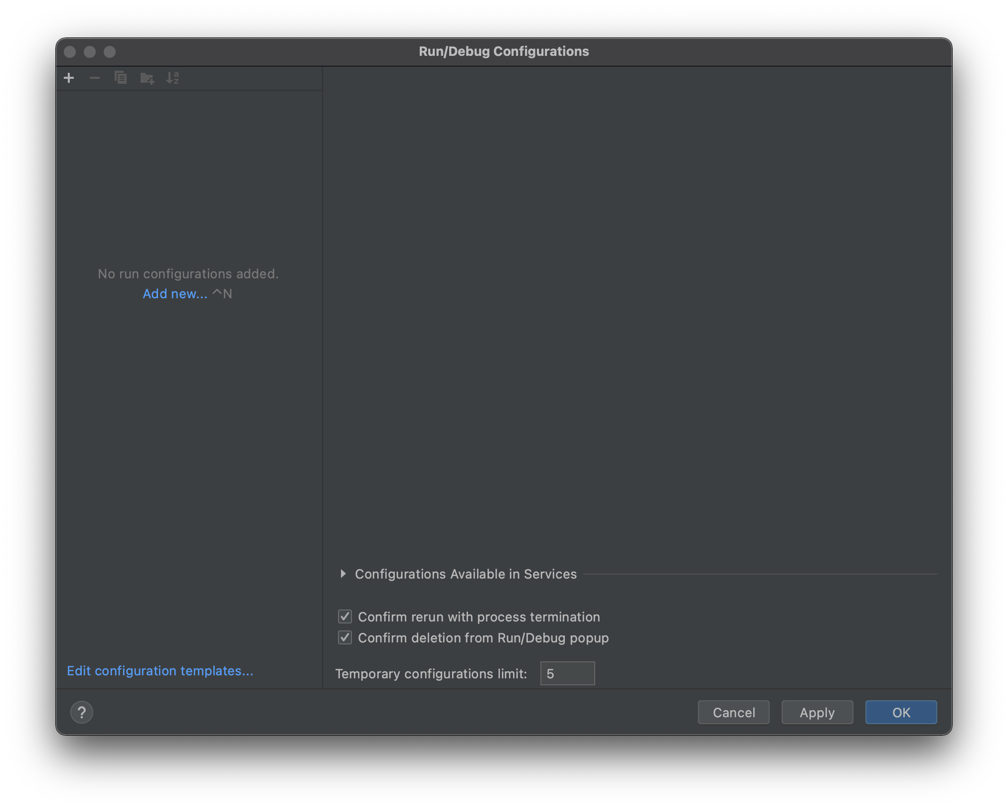 PHPStorm: Empty configurations