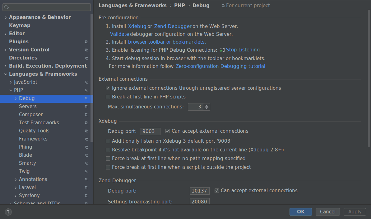 languages and frameworks -> php -> debug